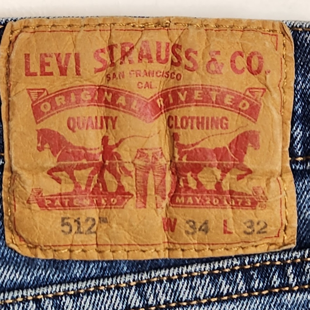 Levi's 512 Slim Taper Fit Light Wash Jeans Classic Blue Denim Mens Size 34x32 - Picture 7 of 11